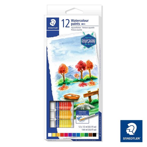 12 Peinture Aquarelle / Watercolour Paint Tubes ; Staedlter 'Design Journey' - (12x12ml)