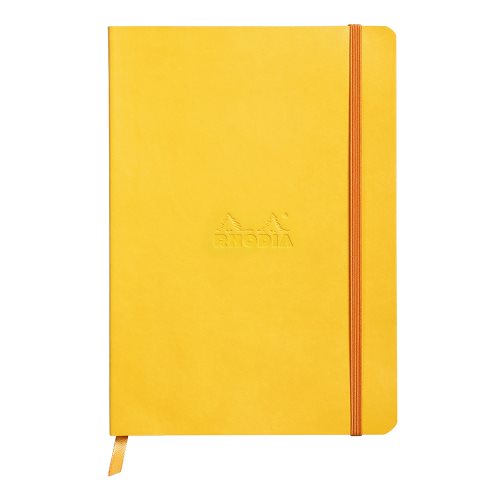 Rhodiarama carnet souple jonquille a5 160 pages dot papier ivoire 90 g, fermeture elastique