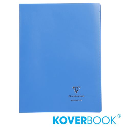 KOVERBOOK : Cahier avec Coverture Robuste, A4 (21x29,7cm) - grands carreaux (séyès) - 96p (opaque bleu)