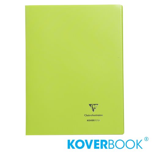 KOVERBOOK : Cahier avec Coverture Robuste, A4 (21x29,7cm) - grands carreaux (séyès) - 96p (opaque vert)