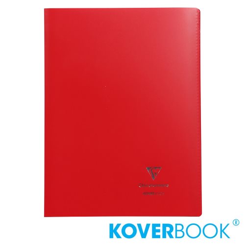 KOVERBOOK : Cahier avec Coverture Robuste, A4 (21x29,7cm) - grands carreaux (séyès) - 96p (opaque rouge)