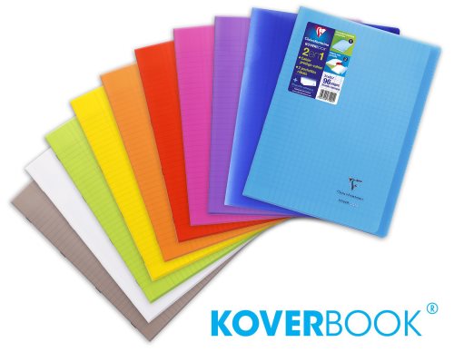KOVERBOOK : Robust Polypro covered notebook, A4 (21x29,7cm) - lined and margined - 96p (assorted transparent colours)