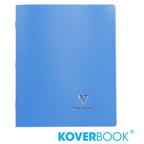 KOVERBOOK : Cahier avec Coverture Robuste, A4+ (24X32cm) - grands carreaux (séyès) - 96p (opaque bleu)