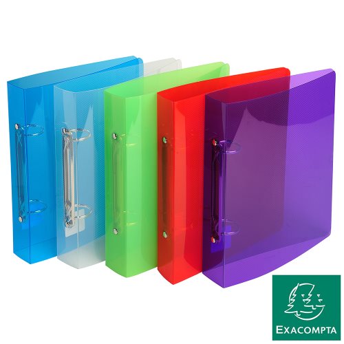 Petit Classeur pour 17x22cm feuilles , anneaux Ø30mm ; Exacompta 'Crystal', polypro transparent - (couleur aléatoire)