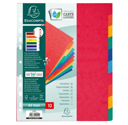 10 intercalaires carton A4 Maxi