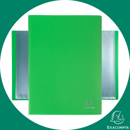 Exacompta OPAK Display Book / Porte Vues ; 30 pockets/ 60 vues, clear pochettes - green / vert