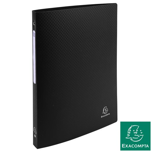 Classeur / Ringbinder - Exacompta 'Opak' (Polypropylene), 4-rings (Ø15mm), semi-rigid - noir / black