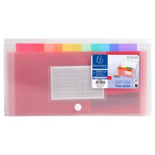 Exacompta Polypro 'Crystal' MIDI Expanding File, for record cards / receipts (26x14cm), 7 Sections - (transaparent)