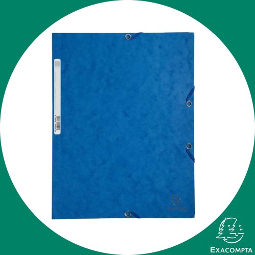 EXACOMPTA Chemise avec elastique / 3-Flap Elasticated Folder - 400gsm mottled premium pressboard - (blue)