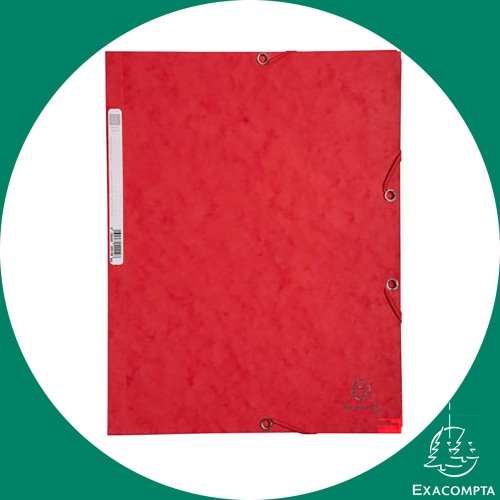 EXACOMPTA Chemise avec elastique / 3-Flap Elasticated Folder - 400gsm mottled premium pressboard - (red)
