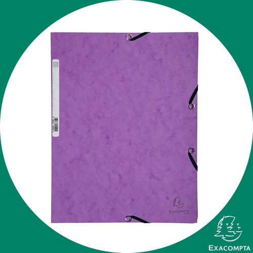 EXACOMPTA Chemise avec elastique / 3-Flap Elasticated Folder - 400gsm mottled premium pressboard - (purple)