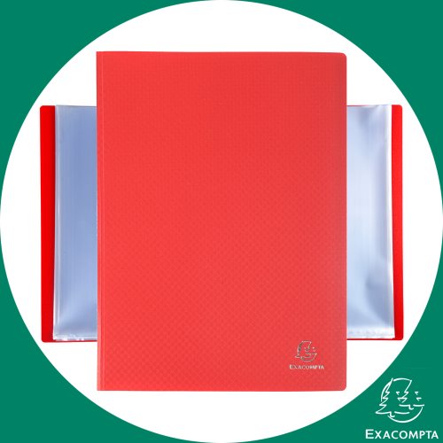 Exacompta OPAK Display Book / Porte Vues ; 100 pockets/ 200 vues, clear pochettes - red / rouge