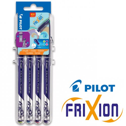 4 Stylos feutre fine Pilot 'Frixion - Fineliner' (0.4mm) - 'Fun' Desktop Set
