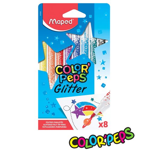 8 Feutres / Felt Pens ; Maped Color'Peps 'Glitter', blocked tips