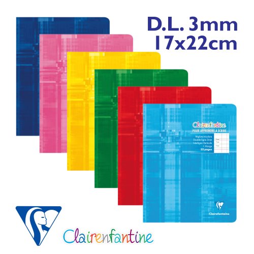 Clairefontaine 'Metric' Première Ecriture Cahier - Petit format, 3mm Double Ligne Réglures- 32p (Assorted Colours) Clairefontaine 'Metric' Première Ecriture Cahier - Petit format, 3mm Double Ligne Réglures- 32p (Assorted Colours)