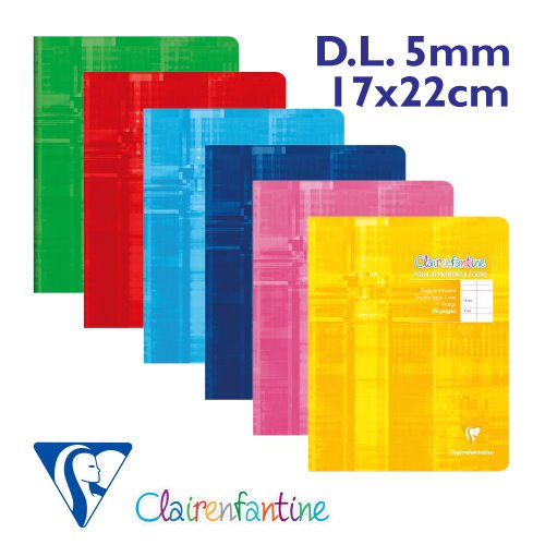 Clairefontaine 'Metric' Première Ecriture Cahier - Petit format, 5mm Double Ligne & Marge- 32p (Assorted Colours) Clairefontaine 'Metric' Première Ecriture Cahier - Petit format, 5mm Double Ligne & Marge- 32p (Assorted Colours)