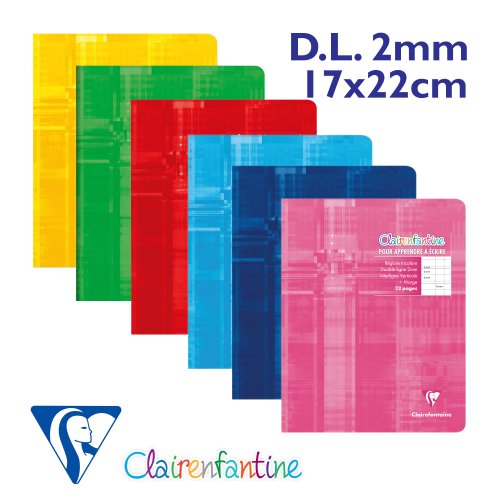 Clairefontaine 'Metric' Première Ecriture Cahier - Petit format, 2mm Double Ligne Réglures- 32p (Assorted Colours) Clairefontaine 'Metric' Première Ecriture Cahier - Petit format, 2mm Double Ligne Réglures- 32p (Assorted Colours)