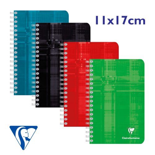 Clairefontaine 'Metric' Pocket Notebook (Carnet) - 11x17cm, Wire/ Spiral Bound, Séyès (french-ruled) - 100p (Assorted Colours)