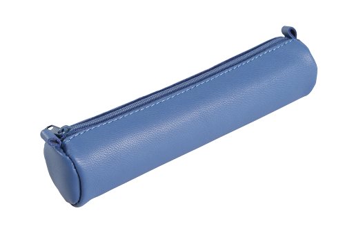 Petite trousse ronde en cuir 'Age Bag' (18,5xØ4cm) - (bleu)