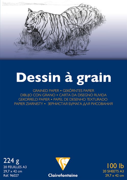 20 feuilles de dessin à grain A3 (29,7x42cm) - bloc en collé - 224g/m²