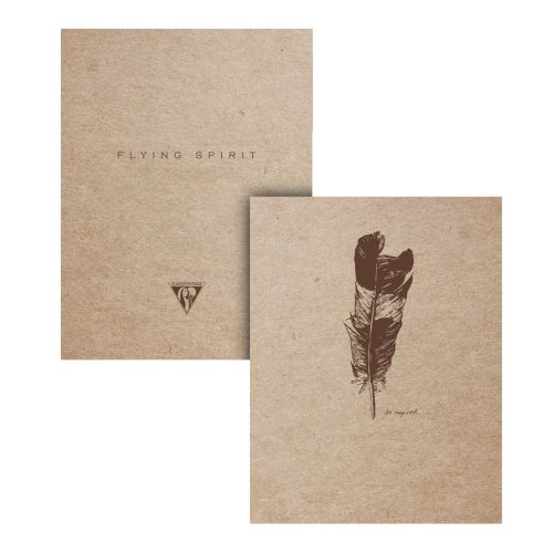 'Flying Spirit' by Clairefontaine ; A5 (14,8x21cm) notebook, with sewn spine and 90gr ivory paper - 96p (brown kraft / assorted rear cover design)