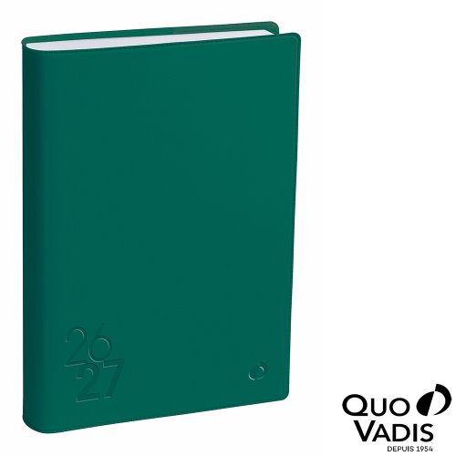 Agenda Scolaire Quo Vadis Eurotextagenda, 1 jour par page, 12x17cm - 'TOUCH' FOREST GREEN