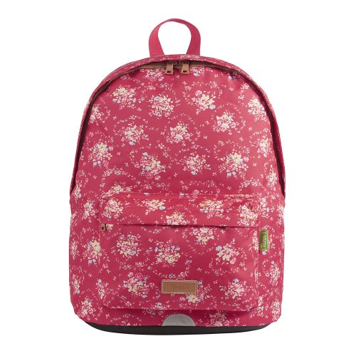 Sac / Day Pack by Tann's - Medium w. single compartment - 'London' (red, & bouquets of flowers)