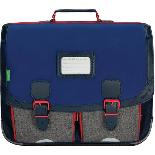 Cartable / Satchel by Tann's - 41cm Large - LES CHINES : 'Leo' (blueS, grey, red)