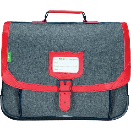 Cartable / Satchel by Tann's - 38cm Medium - LES CHINES : 'Max' (grey, red, blue)
