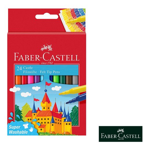 24 Coloured Felt Pens Faber-Castell 'Classic' Castle - medium fine point