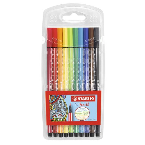 Pochette de 10 feutres moyen-fin (1mm) Stabilo 'Pen 68'