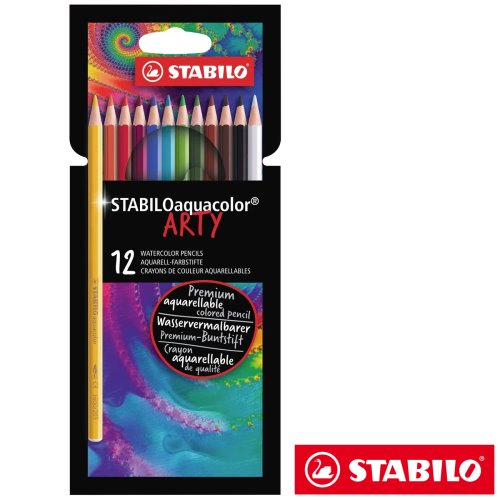 12x Crayons Aquarellables / Watercolour Pencils - Stabilo AQUACOLOR 'ARTY'