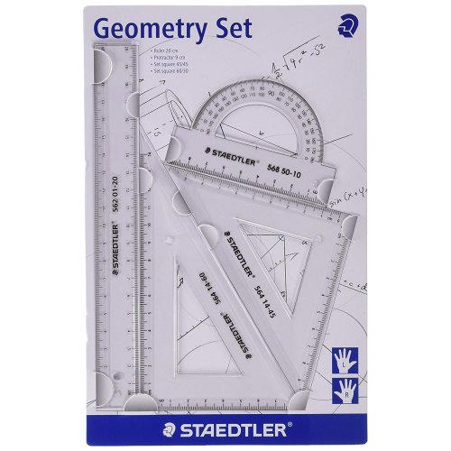 20cm Set géométrie par Staedtler, avec régle, equerres, rapporteur - (transparent)