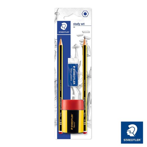 Staedtler Noris 'STUDY SET' ; 2 HB's pencils, Mars eraser, Noris sharpener