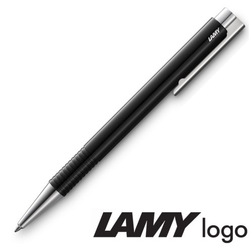 Lamy 'Logo M+' Ballpoint Pen (204) - Black / Bright Steel - blue ink (M16 Refill)
