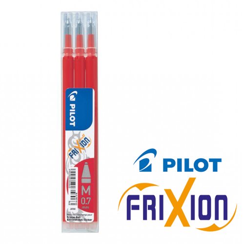 Refills : Frixion Ball 'Medium' 0.7mm - pkt x3 - (rouge / red)