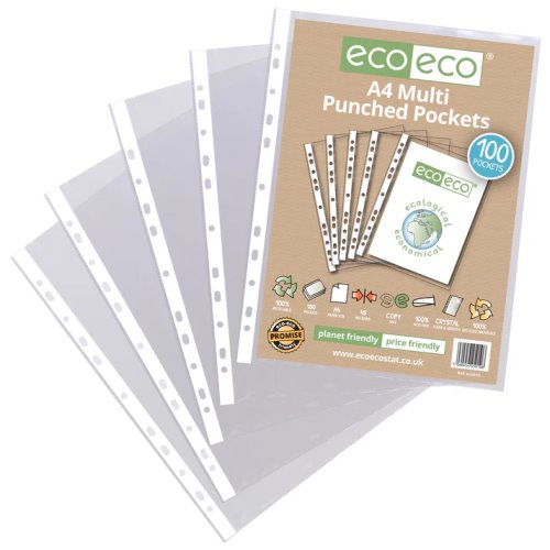 100x Pochettes Perforées / Punched Pockets - ECO ECO 100% Recycled (Crystal) 100x Pochettes Perforées / Punched Pockets - ECO ECO 100% Recycled (Crystal)