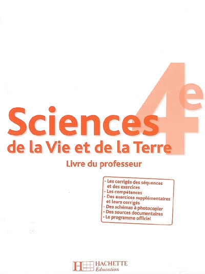 Sciences de la vie et de la terre 4e - livre du professeur - edition 2007