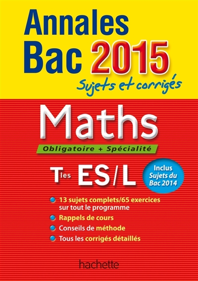 Annales bac 2015 sujets et corriges - maths terminale es