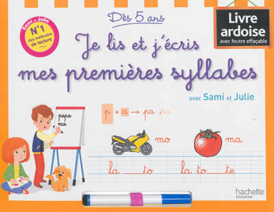 Je lis et j'ecris mes premieres syllabes avec sami et julie - livre-ardoise
