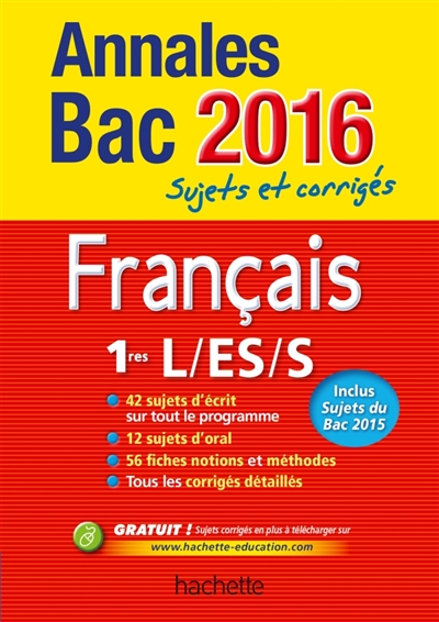 Annales 2016 francais 1res