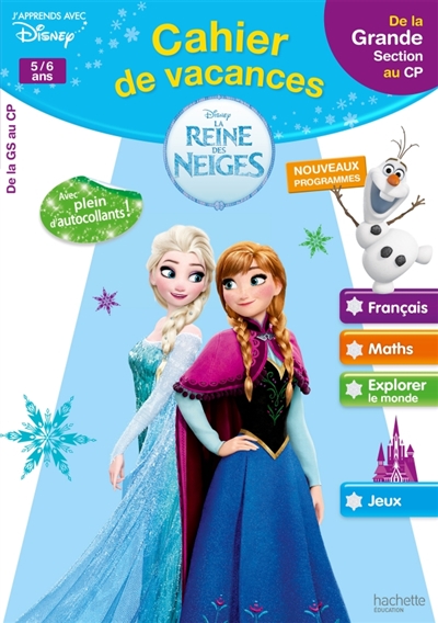 Cahier de vacances la reine des neiges de la gs au cp
