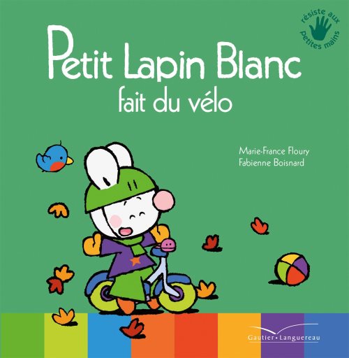 Petit lapin blanc fait du velo