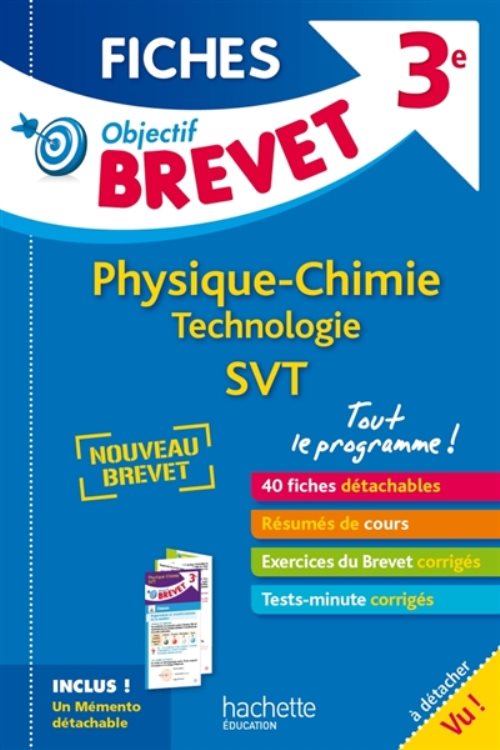 Objectif brevet 3e - fiches detachables physique-chimie-svt-technologie + depliant