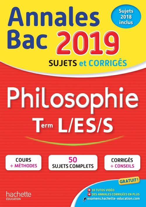 Annales bac 2019 philosophie term l, es, s