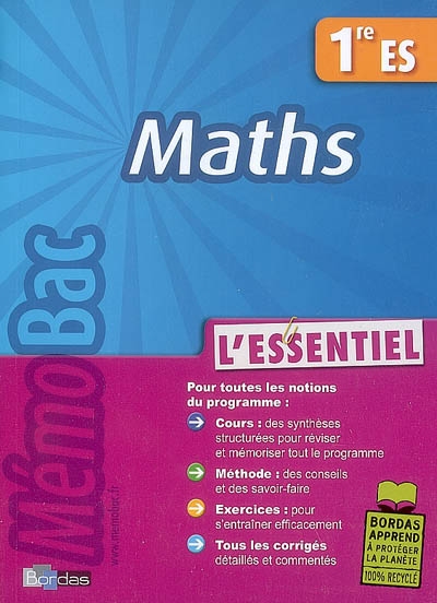 Memobac essentiel maths 1 es