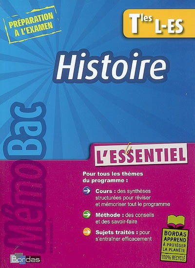 Memobac l'essentiel histoire terminales l es