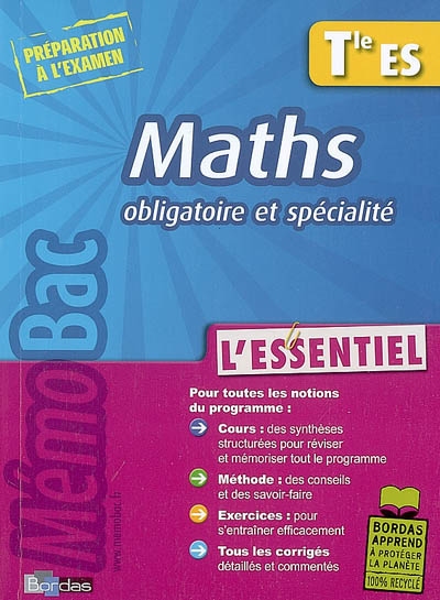 Memobac essentiel maths ter es