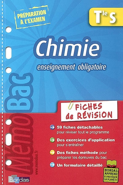 Memobac fiches revision chimie terminale s