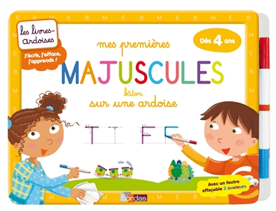Mes premieres majuscules batons sur une ardoise